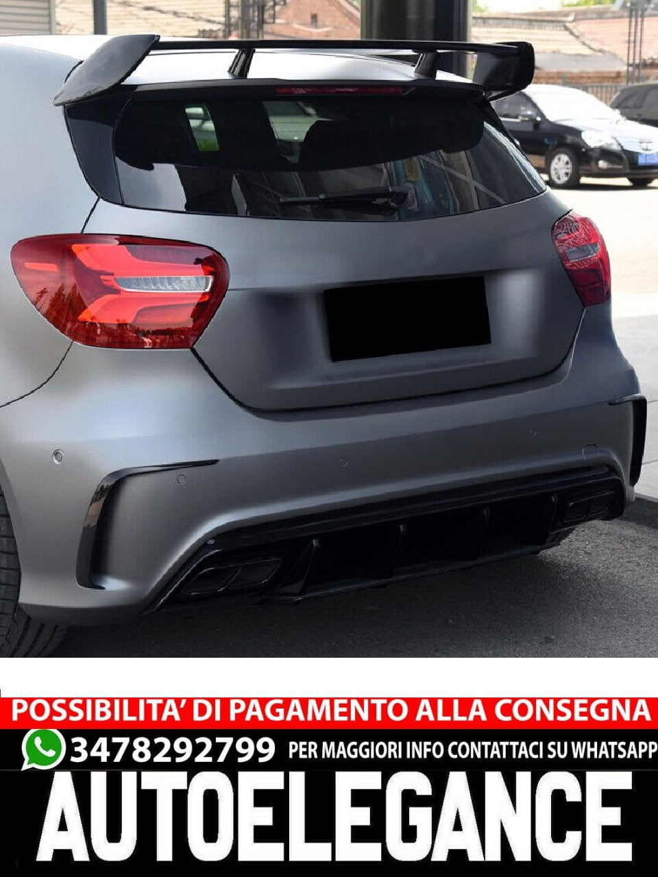 Adatto per Mercedes W176 Classe A posteriore AMG OTTICA AERO FLAPS NERO