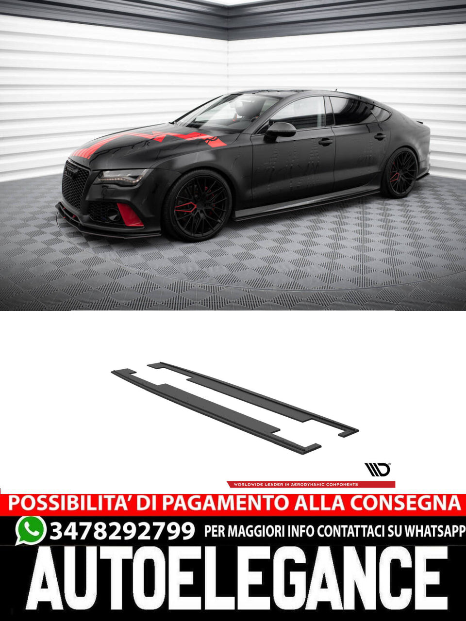 STREET PRO MINIGONNE LATERALI ADATTE PER AUDI A7 S-LINE C7 2010-2014