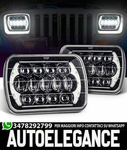 COPPIA FARI PER JEEP WRANGLER YJ FANALI ANTERIORE FULL LED DIURNE DRL 0165 AUTOELEGANCERICAMBI