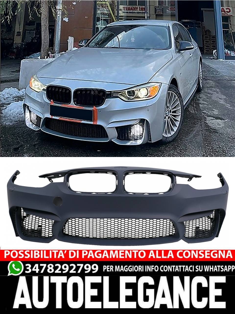 Paraurti anteriore con minigonne laterali adatto per BMW Serie 3 E92 Coupé E93