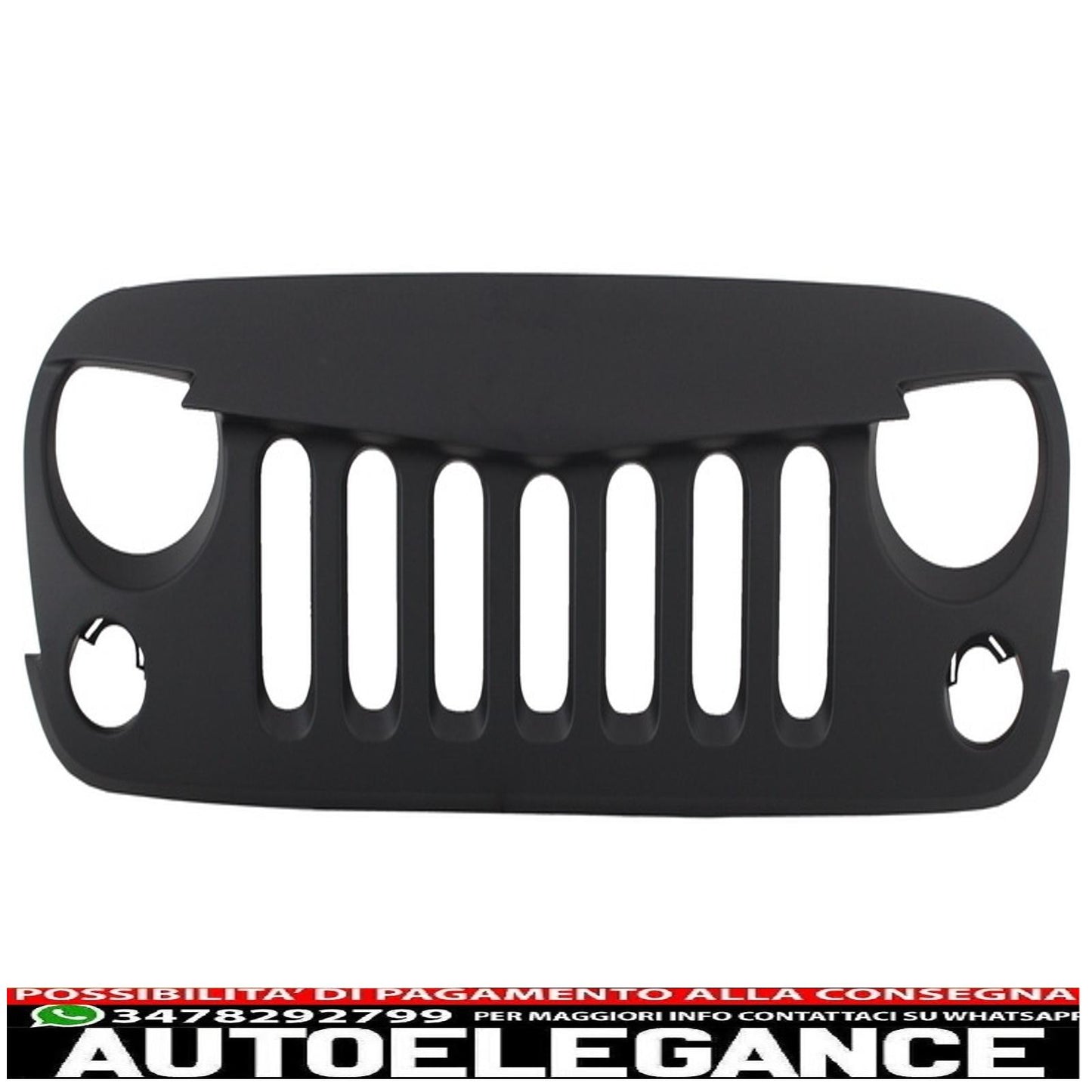 Front Center Grille with HID Bi-Xenon Headlights Fits for Jeep Wrangler Rubicon JK (2007-2017) Angry Bird Design 