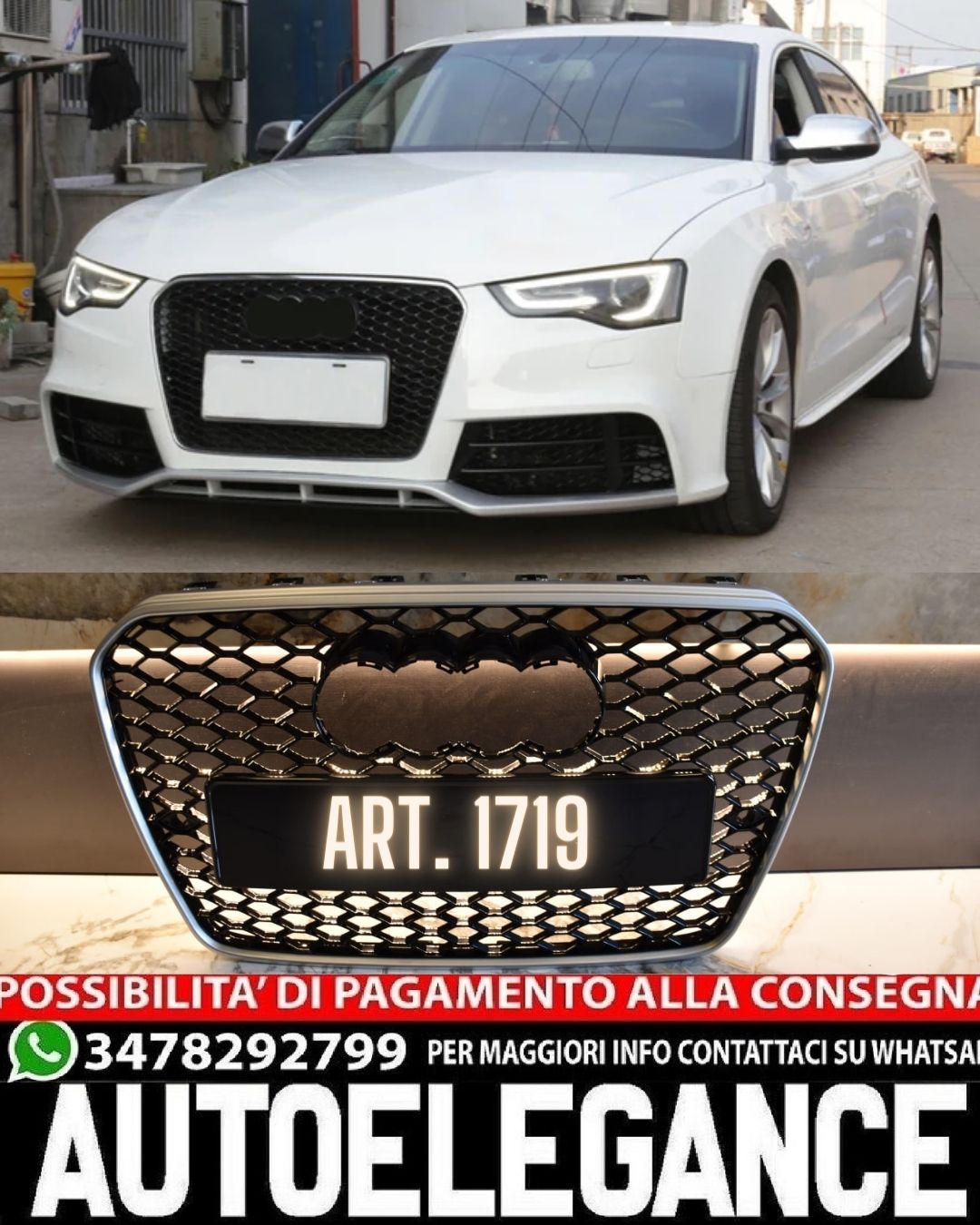 GRIGLIA ADATTA PER AUDI A5 2012-2015 LOOK RS5 BORDO SATINATO DESIGN SPORTIVO