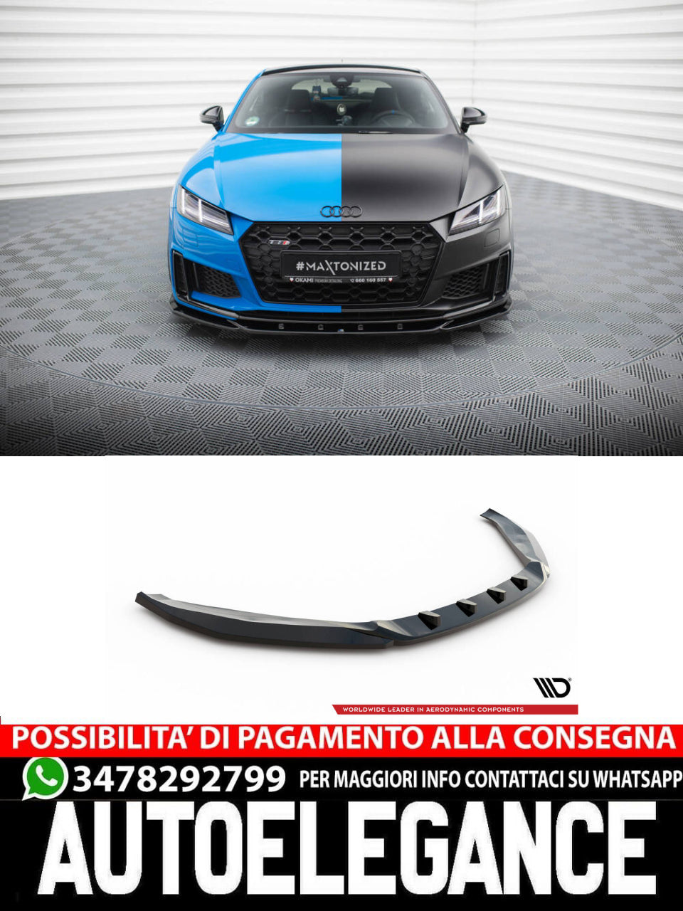 SPLITTER ANTERIORE V.1 adatto compatibile per AUDI TT S 8S FACELIFT (2018-2023)