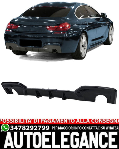 DIFFUSORE POSTERIORE 1+1 ADATTO PER BMW SERIE 6 F12 F13 F06 LOOK NERO LUCIDO