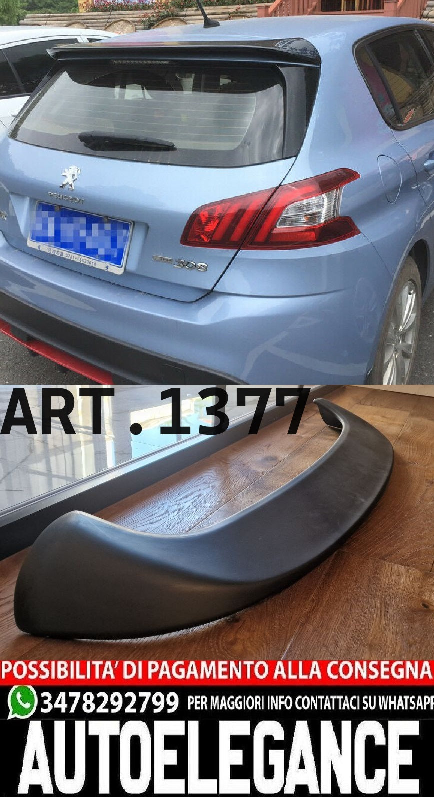 SPOILER TETTO ADATTO PER⭐ PEUGEOT 308 II ⭐HATCHBACK 2013+ GREZZO