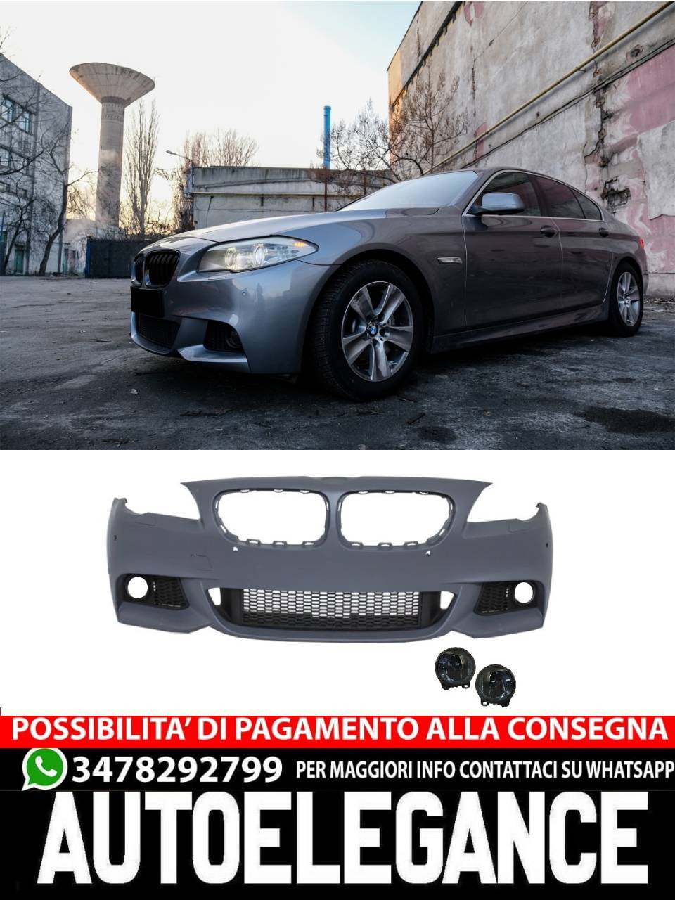 Paraurti anteriore adatto per BMW F10 F11 Serie 5 (2011-2014) M-Technik Design