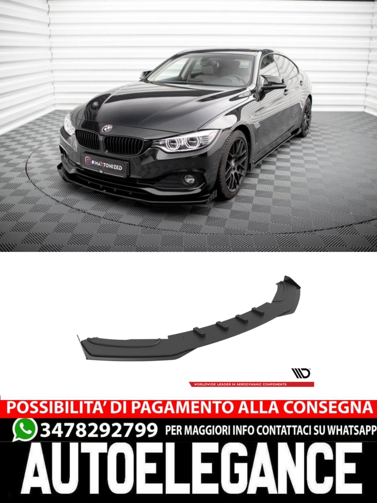 STREET PRO SPLITTER ANTERIORE + FLAPS ADATTO PER BMW 4 GRAN COUPE F36  (2014-2017)