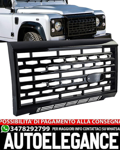 GRIGLIA ANTERIORE ADATTA PER LAND ROVER DEFENDER LD 2007 - 2015 LOOK NERO LUCIDO