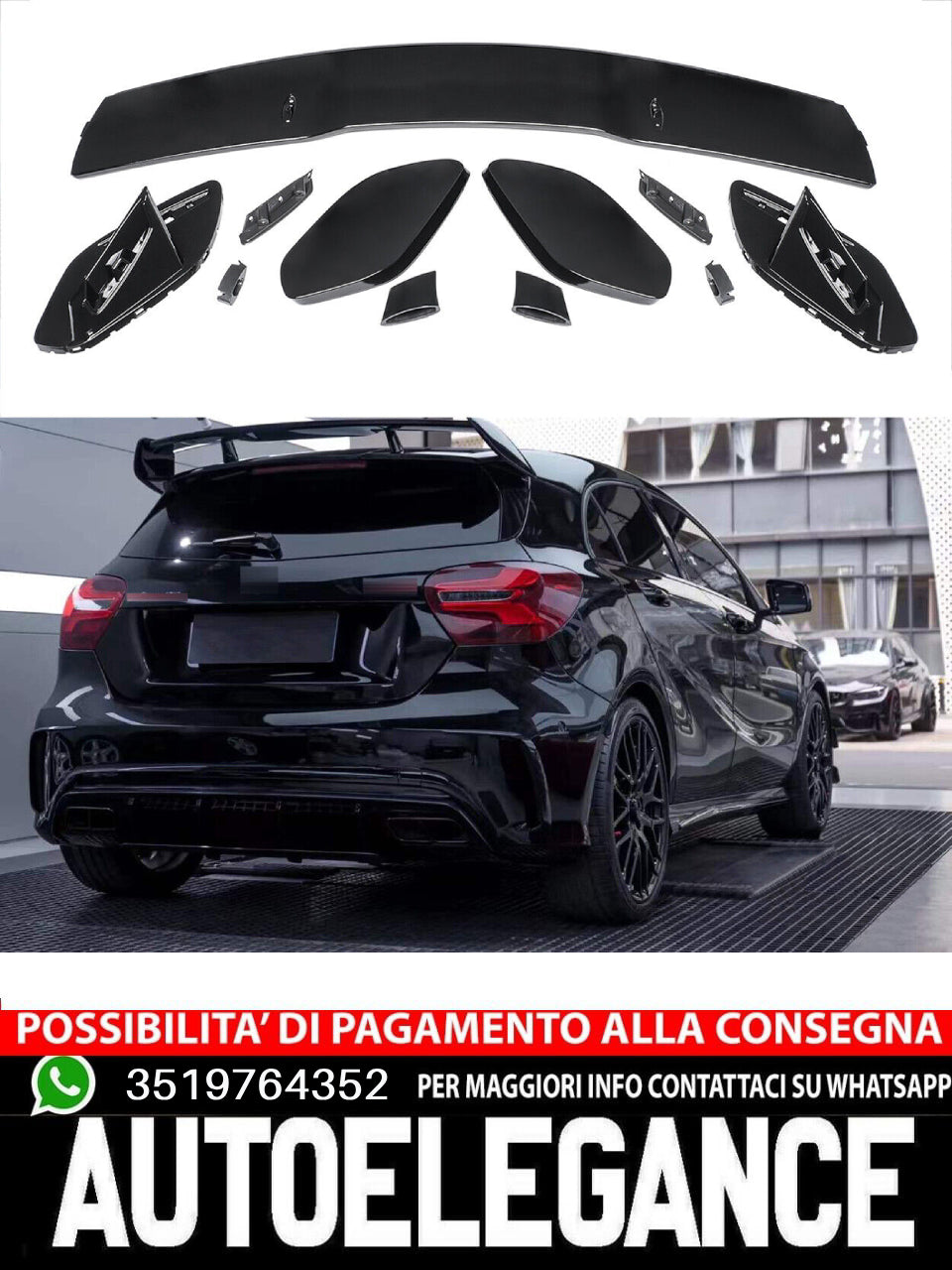 Spoiler tetto posteriore adatto per Mercedes W176 look sportivo