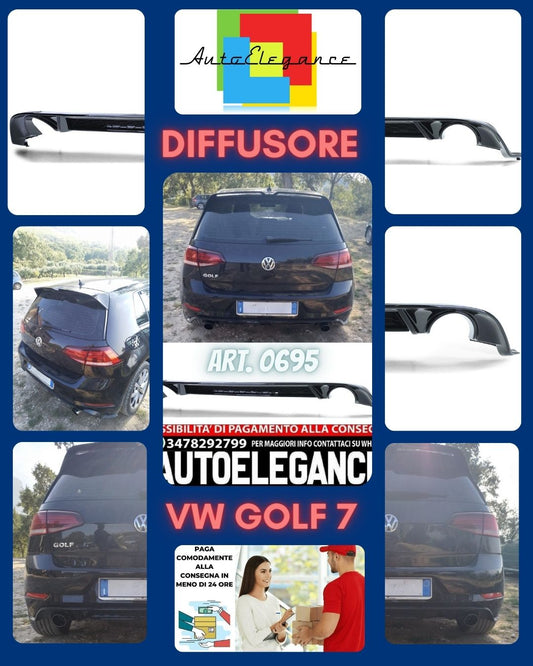 DIFFUSORE ADATTO PER VW GOLF 7.5 2017-2020 LOOK GTI NERO LUCIDO DESIGN SPORTIVO