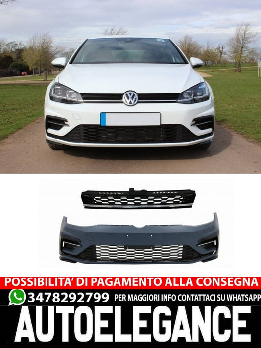 Front bumper and center grille without badge chrome suitable for VW Golf 7.5