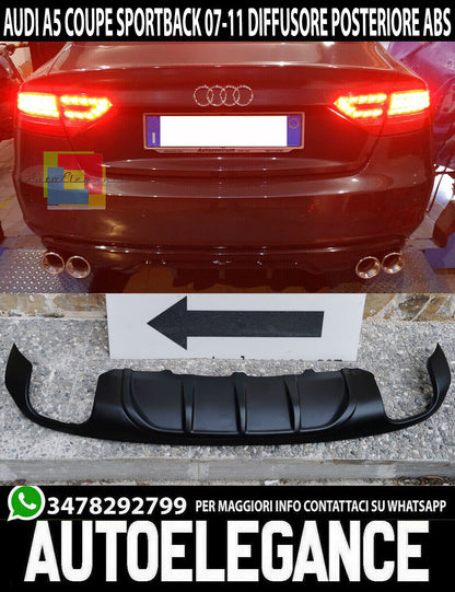 AUDI A5 COUPE SPORTBACK 2007-2011 DIFFUSORE POSTERIORE ABS LOOK S5 SPORT IT AUTOELEGANCERICAMBI