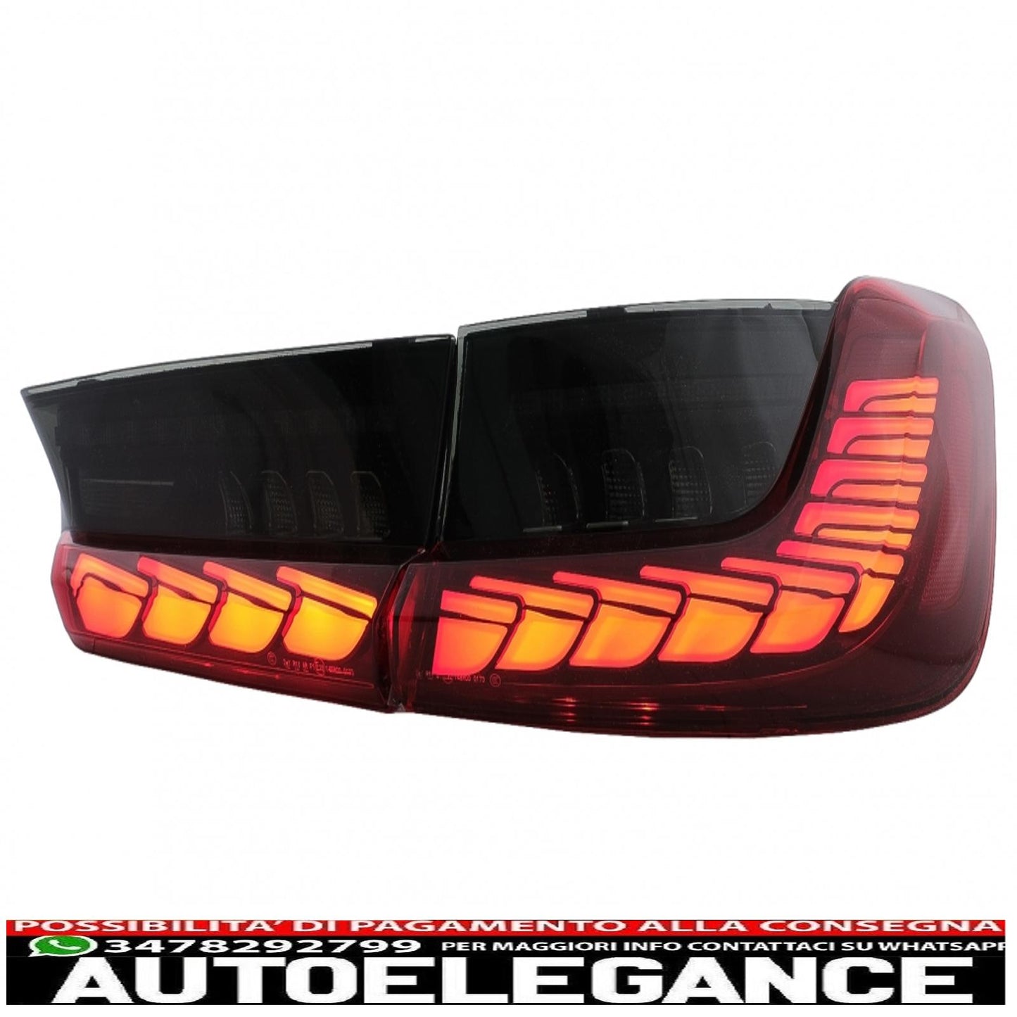 Full LED rear lights suitable for bmw 3 series g20 g28 m3 g80 sedan (2018-2022) smoke red with dynamic sequential turning light