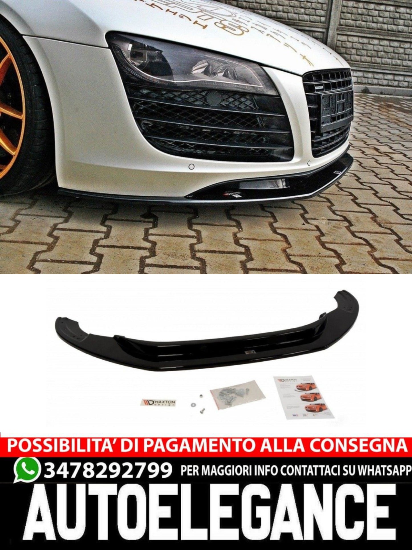 SPLITTER ANTERIORE COMPATIBILE PER AUDI R8 MK.1   (2006-2015)