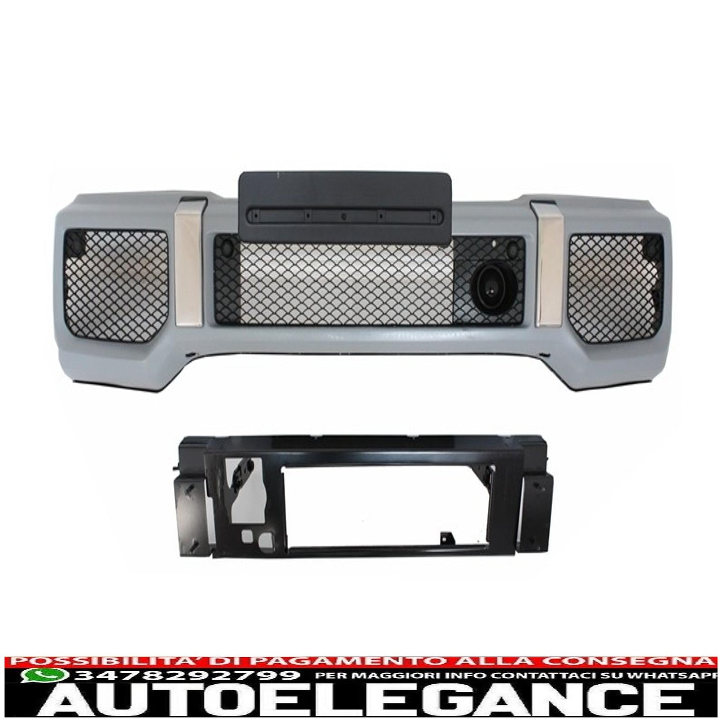 paraurti anteriore con parafanghi, passaruota e griglia anteriore adatto per mercedes classe g w463 (1989-2018) design g65