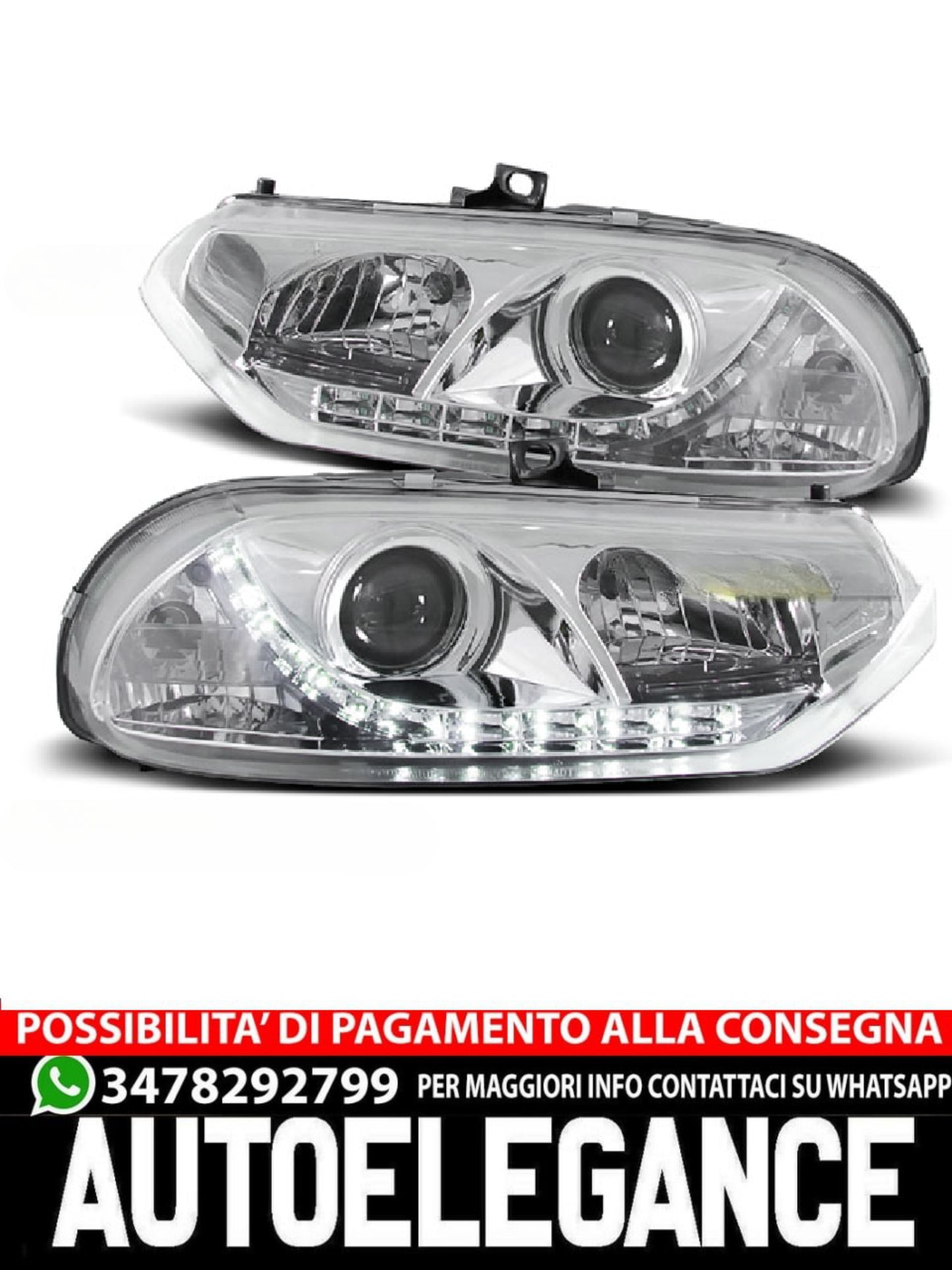 FARI ADATTI COMPATIBILI PER ALFA ROMEO 156 10.97-06.03 LUCE DIURNA CROMO
