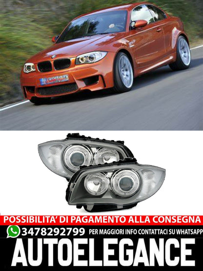 Angel Eyes Headlight Set White LED Rings for BMW 1 Series E81 E82 E87 E88 Silver 