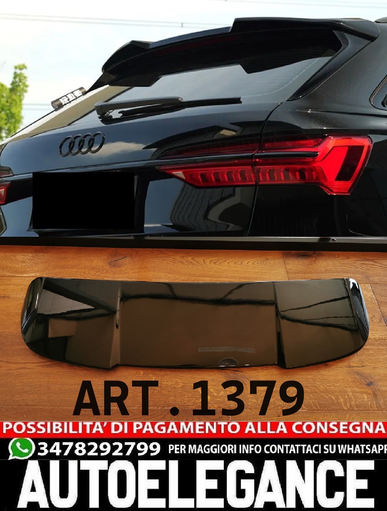 ROOF SPOILER SUITABLE FOR AUDI A6 C8 AVANT 2018+ RS6 LOOK GLOSSY BLACK