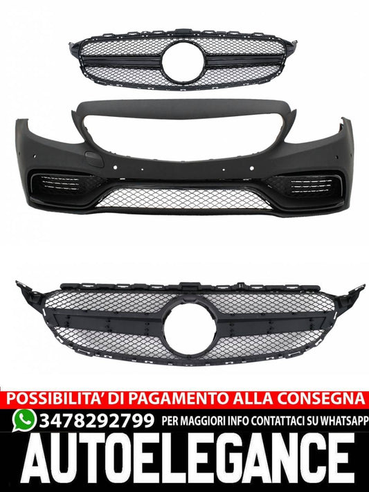 Paraurti anteriore con griglia adatto per Mercedes Classe C W205 S205 C205 A205