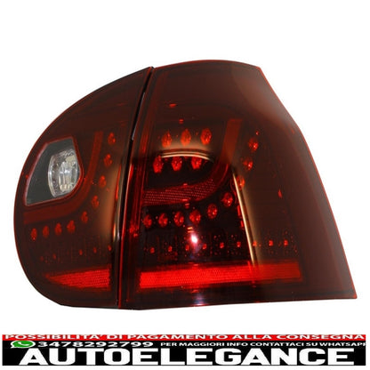 led rear lights suitable for vw golf v 5 (2004-2009) left hand drive (lhd) cherry red urban style