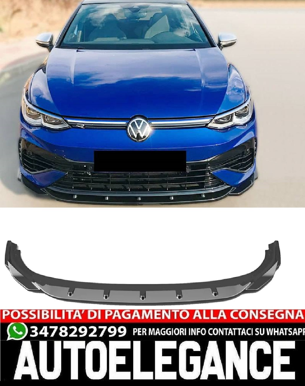 SPLITTER ANTERIORE ADATTO PER VW GOLF MK8 2019+ LOOK SPORTIVO