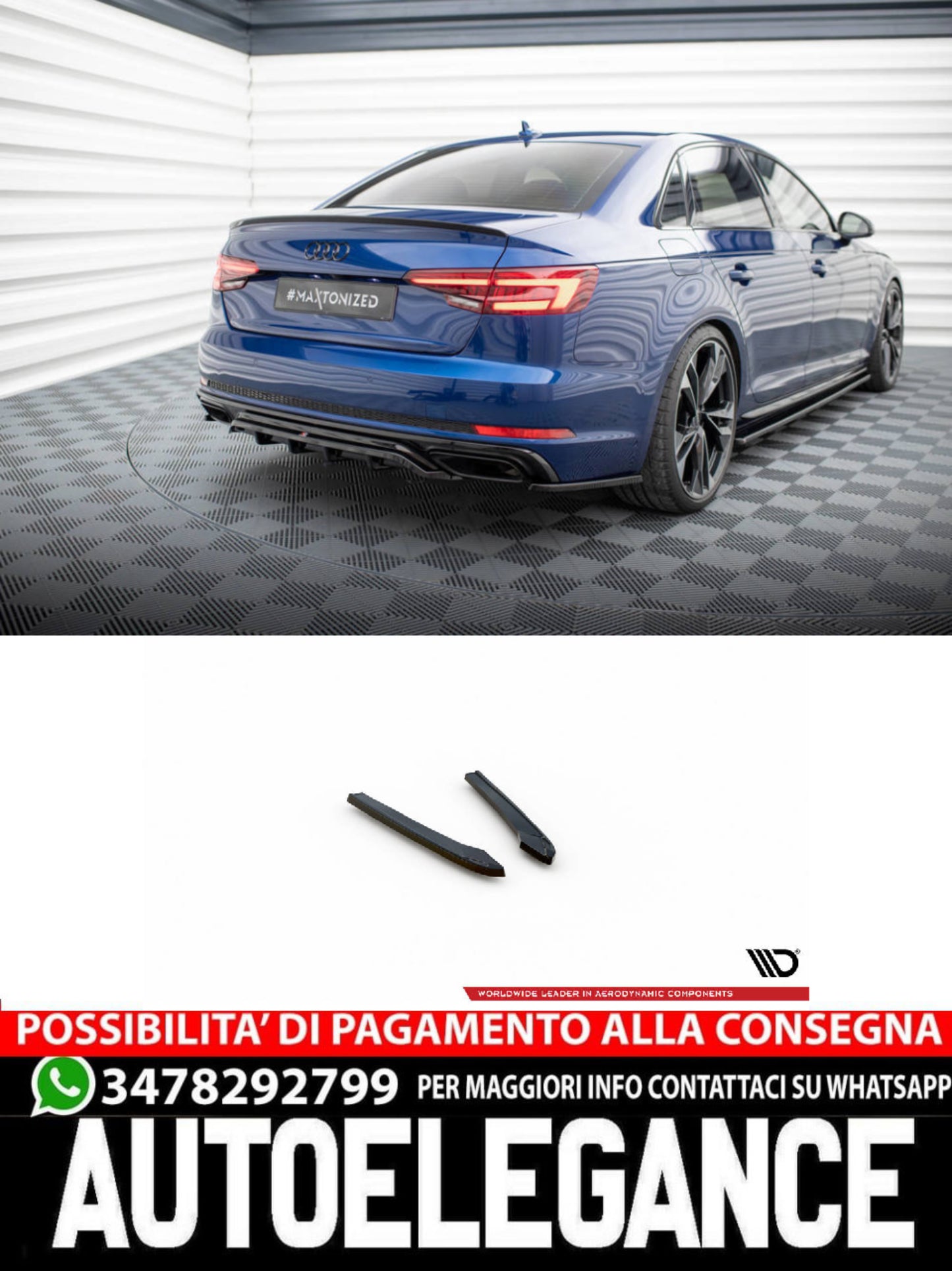 SPLITTER LATERALI POSTERIORI adatto compatibile per AUDI A4 COMPETITION B9 2019