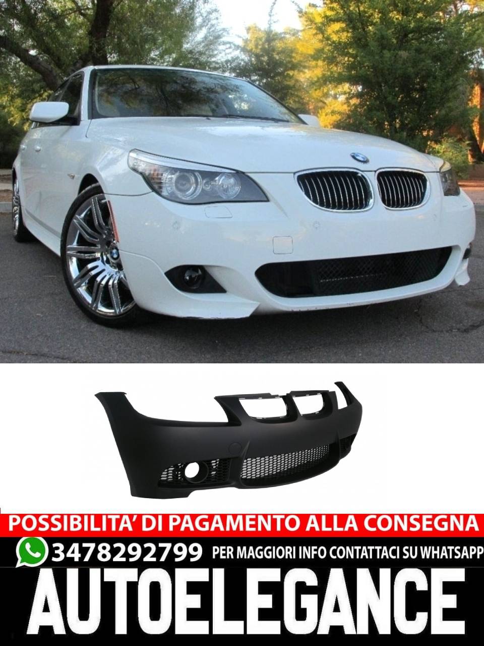 Paraurti anteriore senza PDC con fari adatto per BMW serie 3 E90 E91 2005-2008