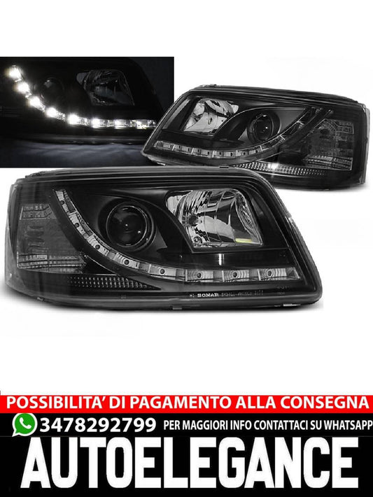 FARI ANTERIORI TRUE DRL NERO per VW T5 04.03-08.09
