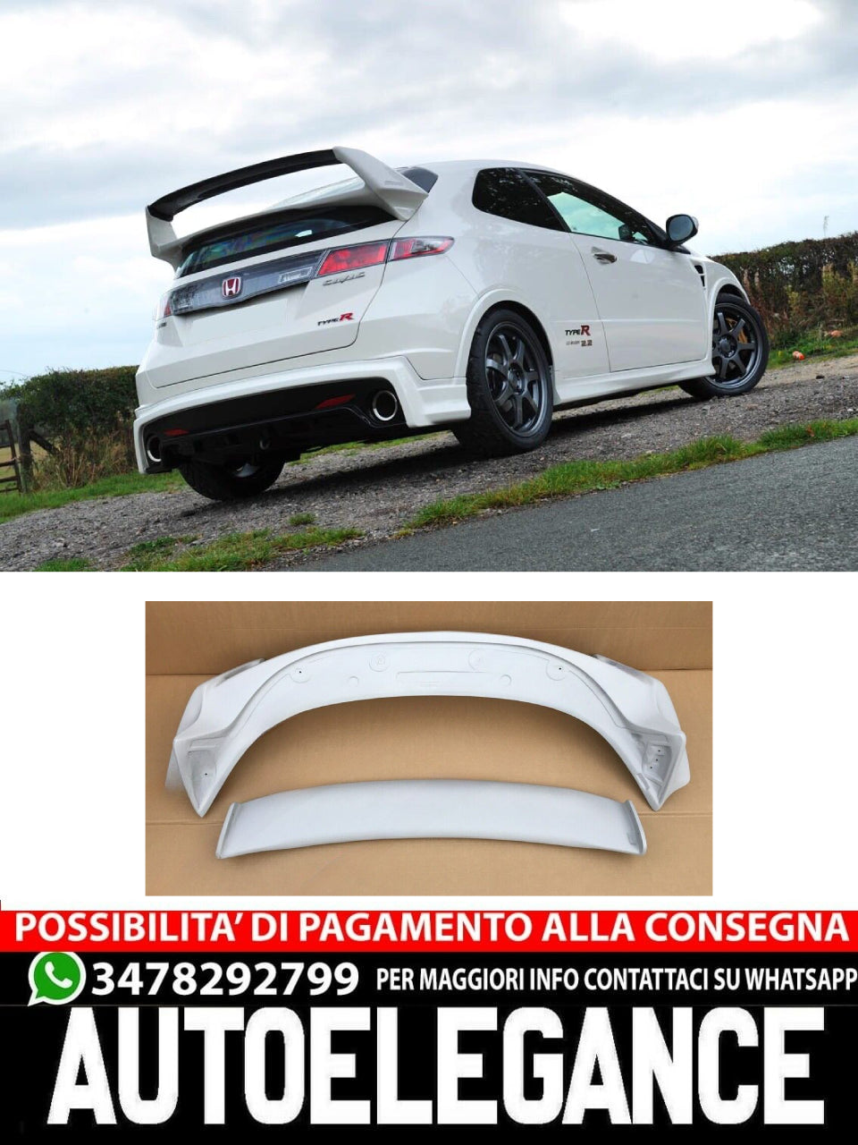 SPOILER SUITABLE FOR HONDA CIVIC 8 FK FN ( 2006 - 2010 ) SPORT