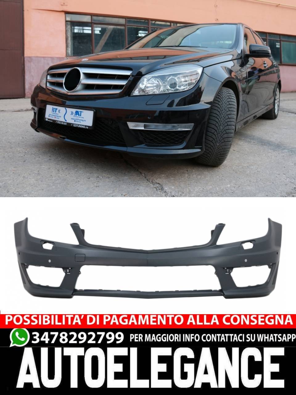 Paraurti anteriore adatto per Mercedes Classe C W204 S204 C204 (2007-2015)