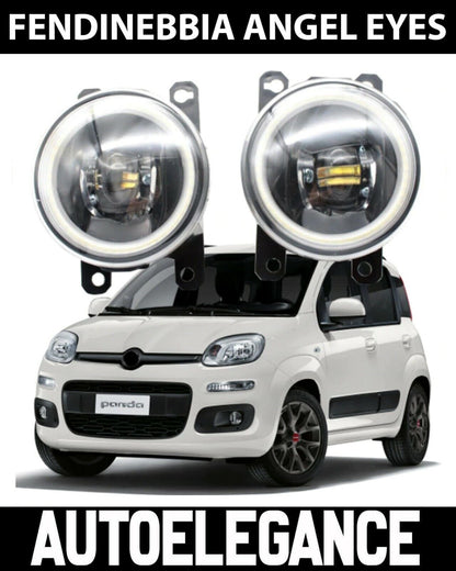 FIAT PANDA III 2012-2019 FARETTI FENDINEBBIA LED CREE 8000LM BIANCO ANGEL EYES