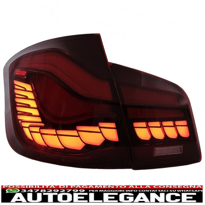 oled rear lights suitable for bmw 5 series f10 (2011-2017) transparent red with dynamic sequential turning light