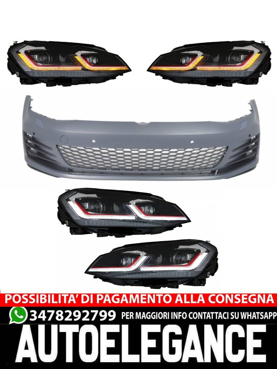 Front bumper suitable for VW Golf VII 7 5G (2013-2017) with G7.5 LED headlights 