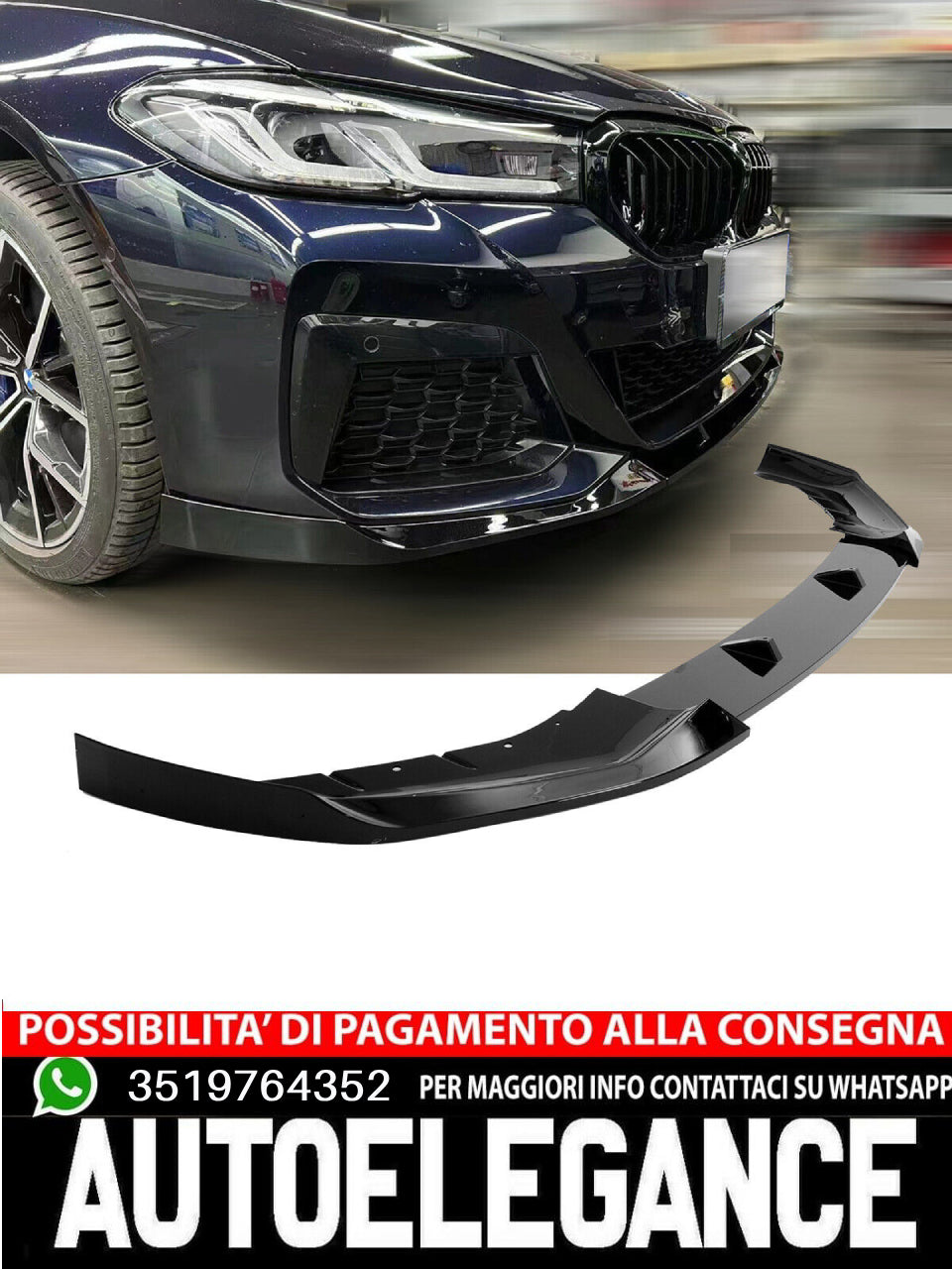 Front lip sport spoiler suitable for BMW 5 SERIES G30 2020 LCI black 