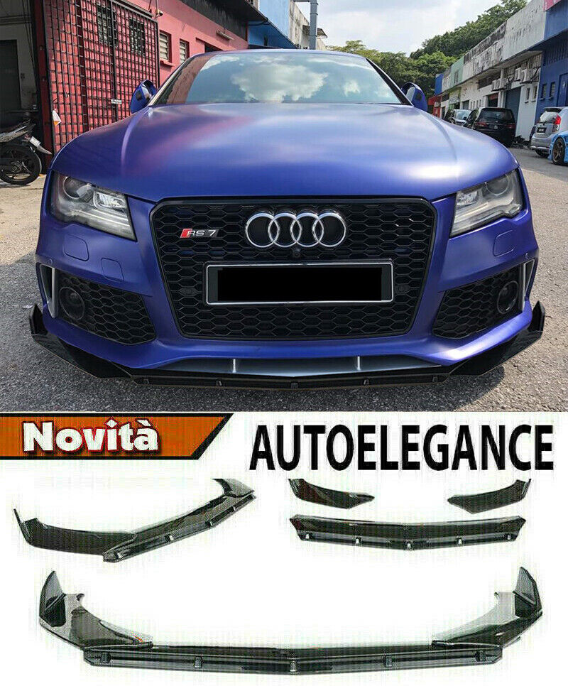 SPLITTER AUDI A7 LIP GLOSSY BLACK UNDER BUMPER ABS RS DESIGN 3P