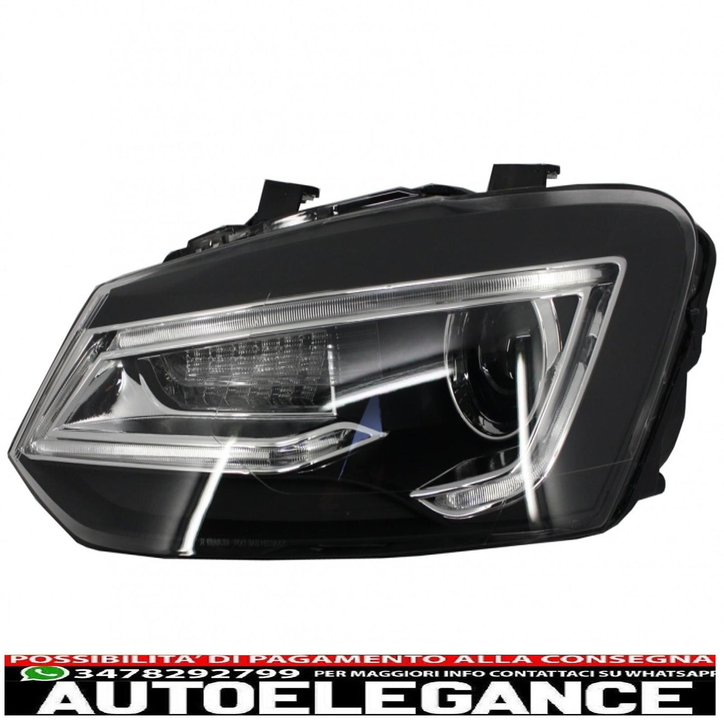 led xenon hid headlights suitable for vw polo 6r 6c 61 (2011-2017) Devil Eye Look light bar