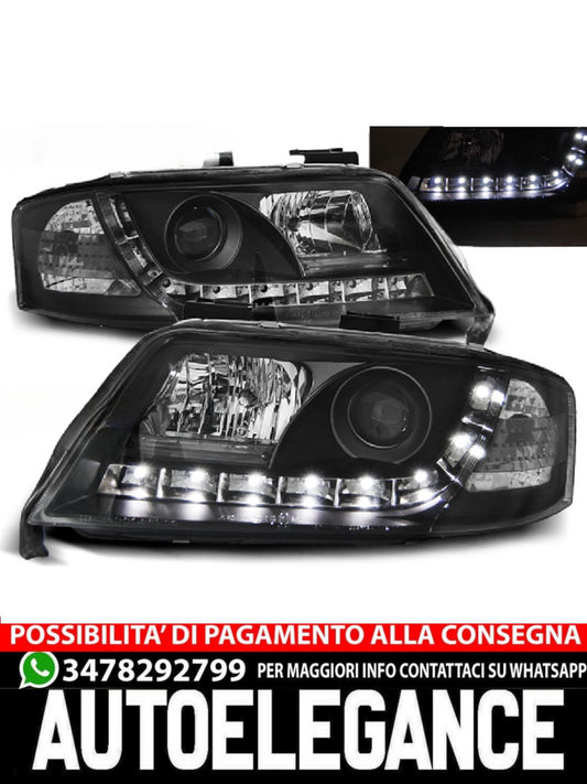 FARI ANTERIORI DAYLIGHT NERO ADATTI COMPATIBILI PER AUDI A6 05.97-05.01