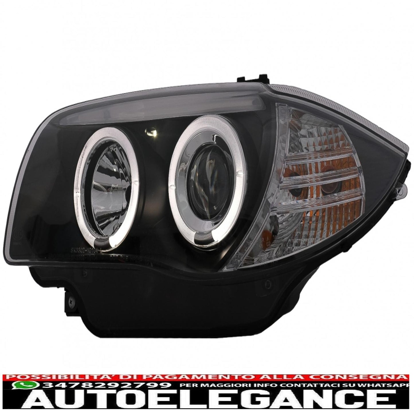 Angel eye headlights suitable for bmw 1 series e81 e82 e87 e88 (2004-2011) black 