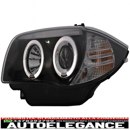 Angel eye headlights suitable for bmw 1 series e81 e82 e87 e88 (2004-2011) black 