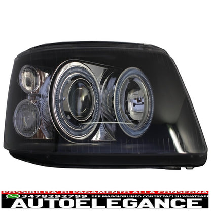 Double Halo Ring Headlights Suitable for VW Transporter T5 (04.2003-08.2009) Angel Eyes Black 