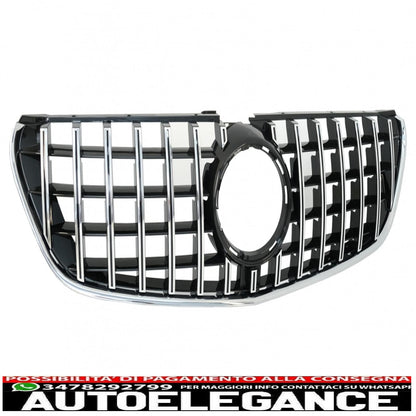 central grille suitable for mercedes v class w447 (2014-03.2019) gt r design panamericana black chrome