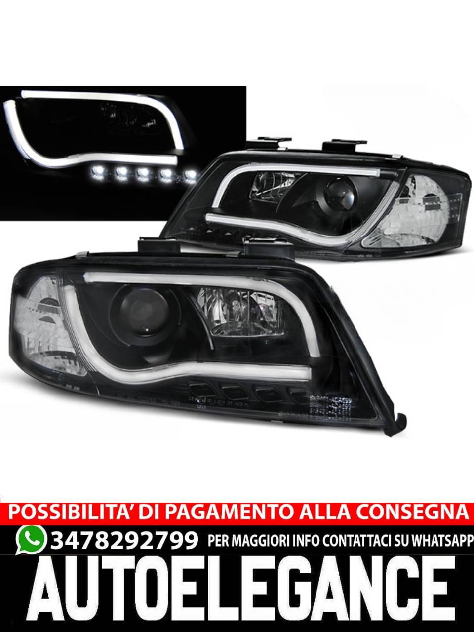 TUBO FARI DRL NERO per AUDI A6 06.01-05.04