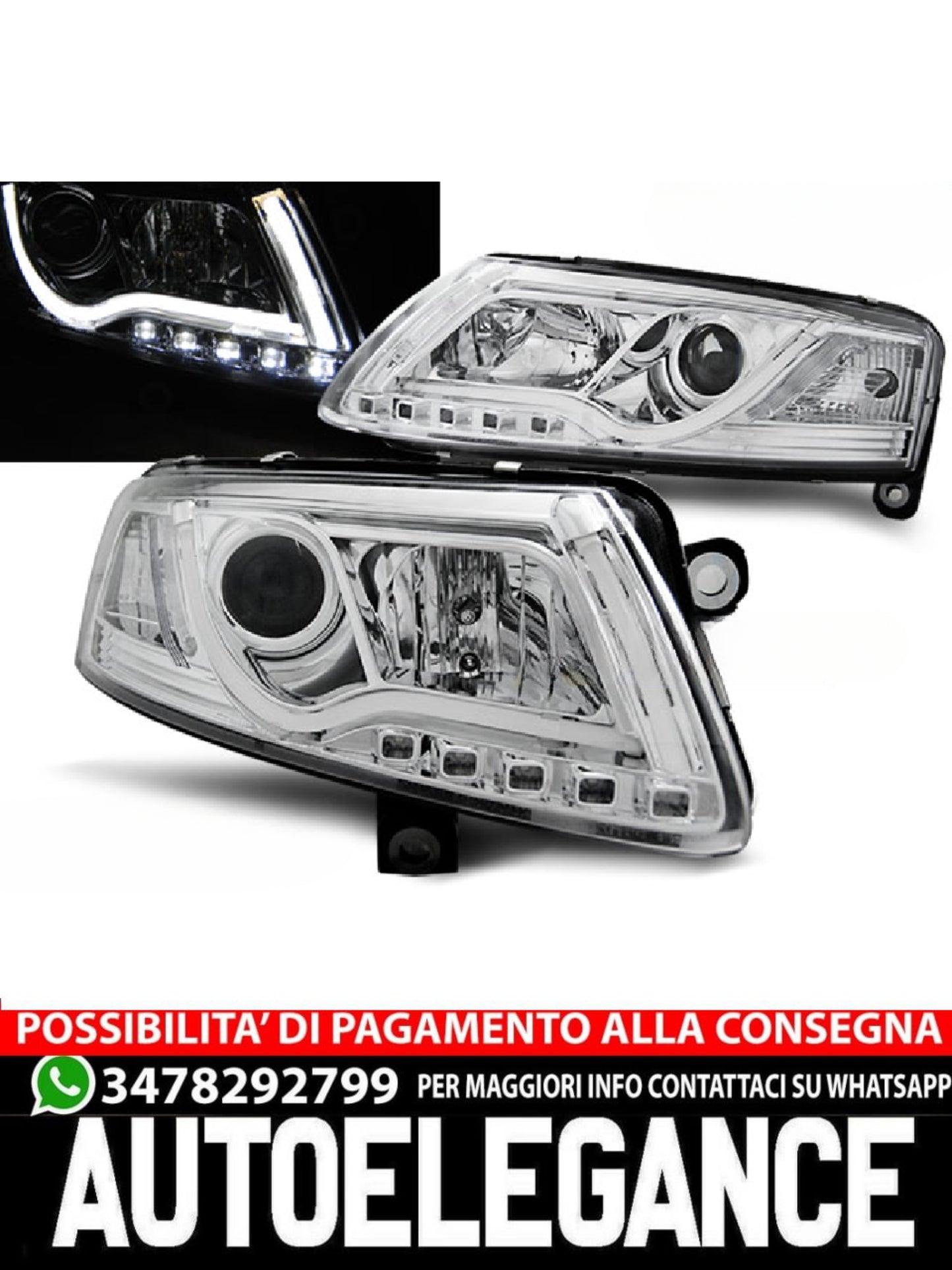 CHROME HEADLIGHT TUBE SUITABLE FOR AUDI A6 C6 04.04-08 