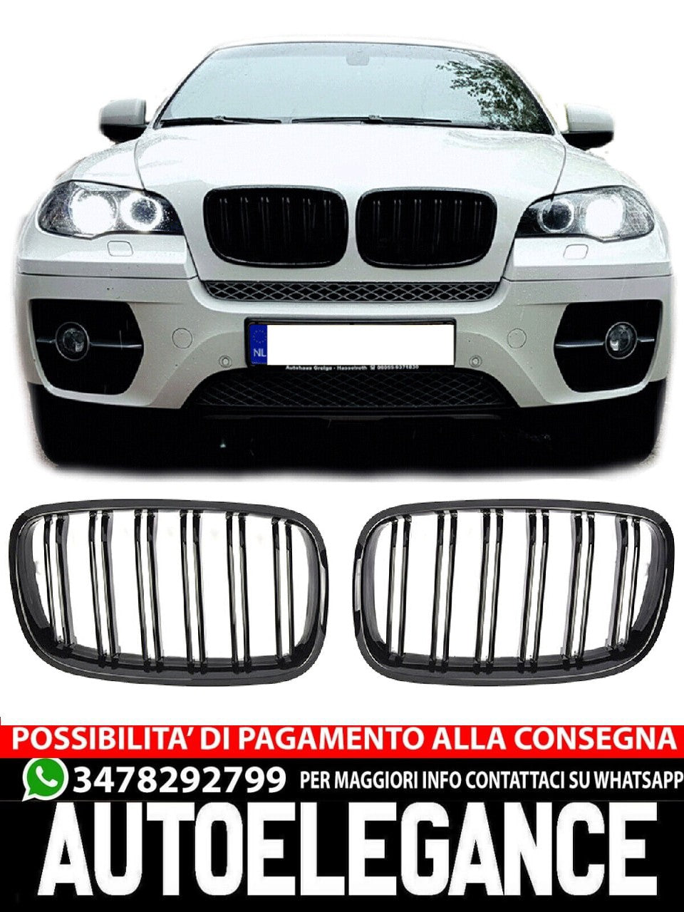 GRIGLIA RADIATORE SPORTIVA ADATTA PER BMW X5 X6 E70-E71 DOPPIA BARRA NERA