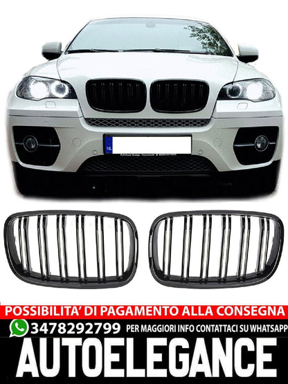 GRIGLIA RADIATORE SPORTIVA ADATTA PER BMW X5 X6 E70-E71 DOPPIA BARRA NERA