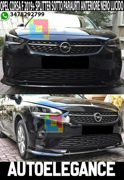 OPEL CORSA F 2019-2021 FRONT BUMPER SPLITTER IN BLACK ABS 3 PIECES