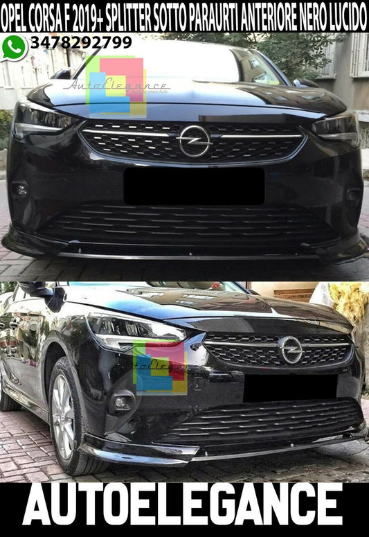 OPEL CORSA F 2019-2021 FRONT BUMPER SPLITTER IN BLACK ABS 3 PIECES