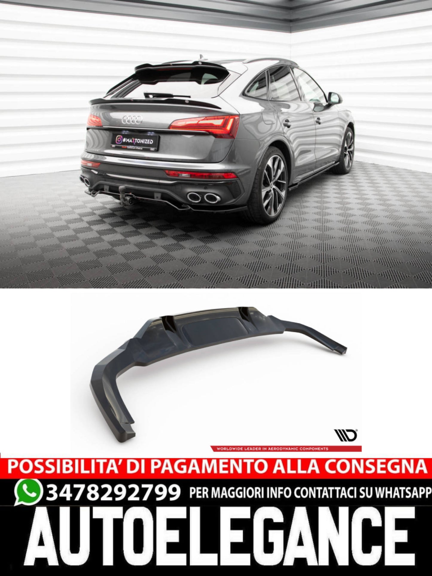 SPLITTER POSTERIORE CENTRALE (CON BARRE VERTICALI) AUDI SQ5 SPORTBACK MK2 FACELIFT