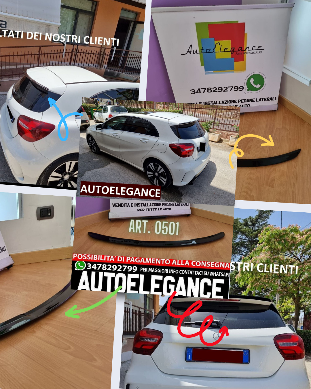 ROOF SPOILER WING SUITABLE FOR MERCEDES-BENZ A-CLASS W176 GLOSSY BLACK LOOK 