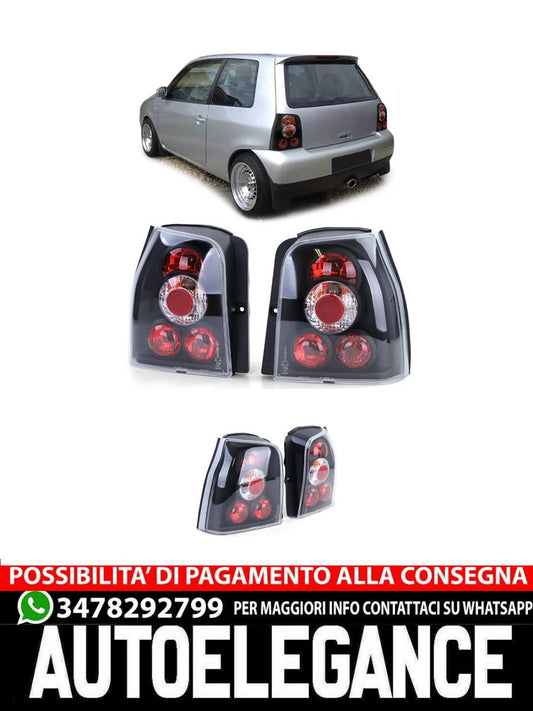 Black Clear Glass Rear Lights for VW Lupo + Seat Arosa